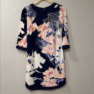 Floral Print Navy Dress